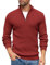 COOFANDY Men's Quarter Zip Jumper Polo Neck Jumpers Knitted Sweater Regular Fit Roll Neck Tops Turtleneck Pullover 1/4 Zip Knitted Jumper Deep Red L