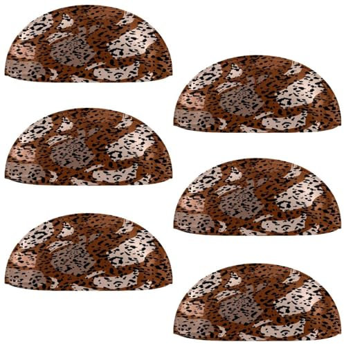 VAPOKF 6 Pcs Shell Cup Handles, Semi Circle Drawer Knobs Pulls Handles Used for Bedroom Dresser Cabinet Cupboard Kitchen Door, Animal Leopard Print