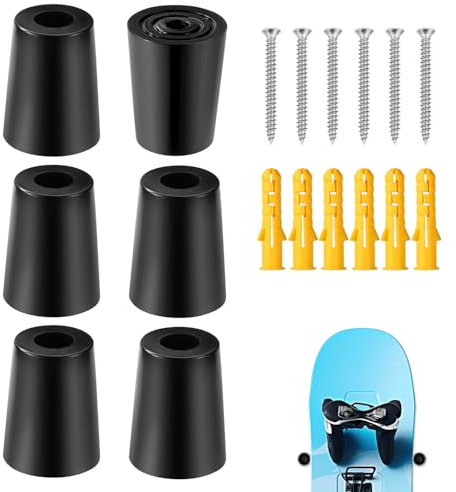 lasuroa 6stk Ski Vertikal Wandhalterung, Ski Wandhalterung Ski Board Wandhalterung mit Schrauben Spreizankern zur Sicheren Aufbewahrung und Präsentation Ihrer Skier Snowboards(Schwarz)