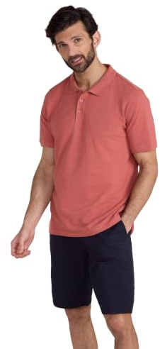 Mountain Warehouse Dawnay Pique Slub Textured Mens Polo Shirt - Comfy T-Shirt with a Relaxed fit, Short Sleeves & 2 Buttons - Spring Summer, Outdoors & Walking Rust S