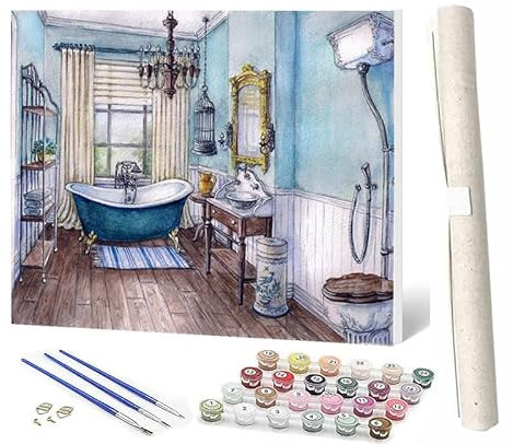 SOWBIL Malen Nach Zahlen Baden in der Badewanne Malen Nach Zahlen Erwachsene AnfängerPaint by Numbers DIY Ölgemälde Leinwand Kit für Home Wand Dekor Ohne Rahmen 40X50CM