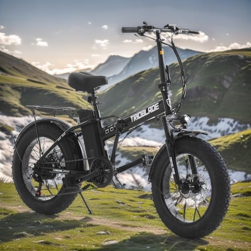 BSTSEL Folding Electric Bike 20inch x 4inch Fat Tire Anti-Skid Wheels eBike for Adults Portable Adajustable Electric Bicycle with Removeable 36V Battery, 7 Speed, 3 Riding Modes, Men Women for Work