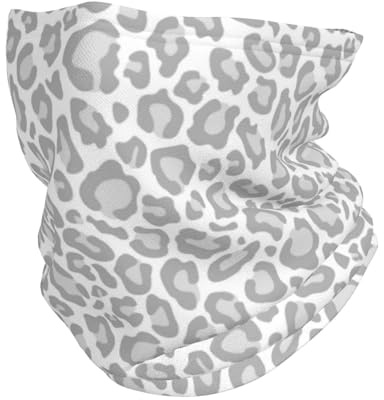 Grau-weißer Leopardenmuster, Winter-Gesichtsmasken-Abdeckung, Halswärmer-Gamasche, Fleece, winddicht, Schal für kaltes Wetter, für Männer und Frauen