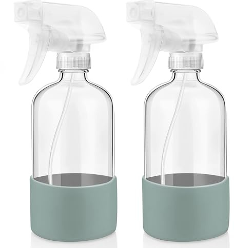 DEECOZY Lot de 2 flacons pulvérisateurs en verre de 500 ml avec buse réglable, modes de brouillard et de jet, vaporisateurs vides rechargeables pour plantes, fleurs, jardin, salon de coiffure