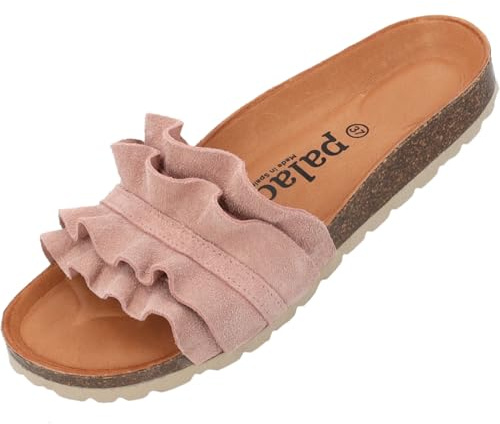 Palado Pantoletten Damen Vilnado - bequeme Sandalen Made in Spain - Hausschuhe mit Kork-Fußbett - modische Sommerschuhe