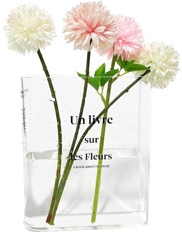 Book Vase, Schicke Vase in Buchform für Blumen, Buchvase für Blumen, Klare Tulpenvase Acryl-Büchervase, Transparente, Niedliche Bücherregal Dekoration für Blumenarrangements - FLOWERFRAME