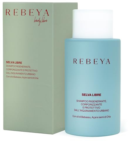 Rebeya Selva Libre Shampoo Professionale Capelli 250 ml con Babassu, Chia e Açaí – Shampoo Rigenerante e Corporizzante, Dona Volume, Morbidezza e Lucentezza, Protezione Anti Inquinamento