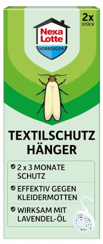 Nexa Lotte Textilschutzhänger 2 Stück Kleiderschrank Lavendel 3 Monate | 2 x 3 Monate Schutz | Hält Motten von Kleidung fern | Anwendungsfertiger Textilschutz Hänger