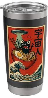 Japanese Frog Eating Ramen UFO Alien Vintage Anime Noodles Stainless Steel Insulated Tumbler