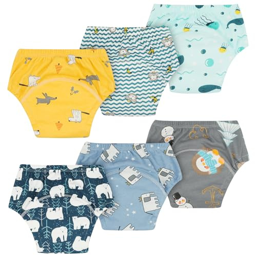 BSBUY Potty Training Pants Boy Girl Reuseable Trainer Nappies 6 Pack Toddler Training Underwear Infants Baby Mesh Potty Leak-Proof Cotton Training Pants Cute Baby Training Underwear Pants