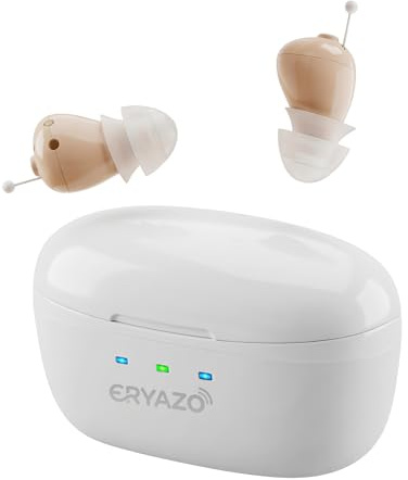 ERYAZO Amplificatore Audio Ricaricabile,Cancellazione del Rumore, Stazione di Ricarica USB, Custodia, Vestibilità Ergonomica