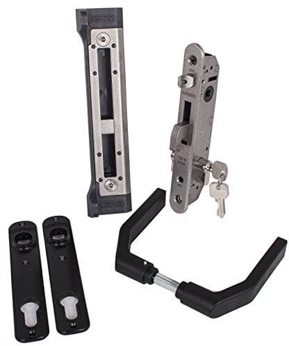 LOCINOX FORTY Kit de serrure à encastrer complet pour portails battants, portails battants, portails de ferme Noir