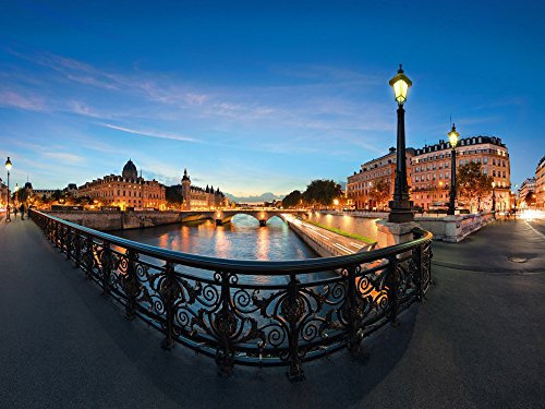 Scenolia Papier Peint Poster panoramique Paris by Night 4 x 2,70 m | Déco et Photo Murale XXL Qualité HD