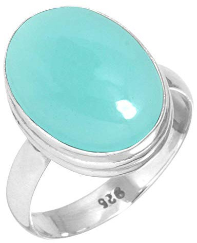 Jeweloporium Aqua Chalcedon 925 Silber Ringe für Damen Edelstein viktorianisch Silber Ringe Größe 56(17.8) Weihnachten - Geschenk Handgefertigt Schmuck