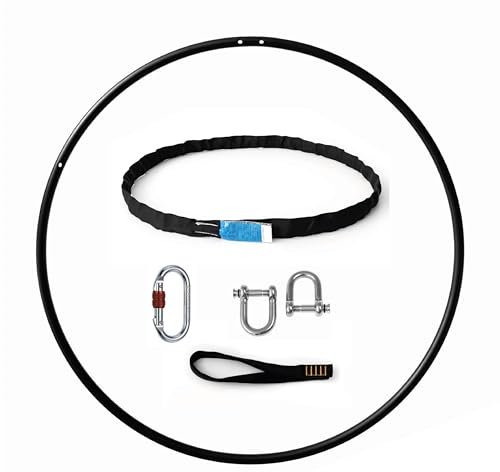 Play Juggling - Individuell anpassbarer Luftreifen für Luft- und Akrobatikdisziplinen - 100cm Reifen + 2 Haken + 2 Bänder + Karabiner