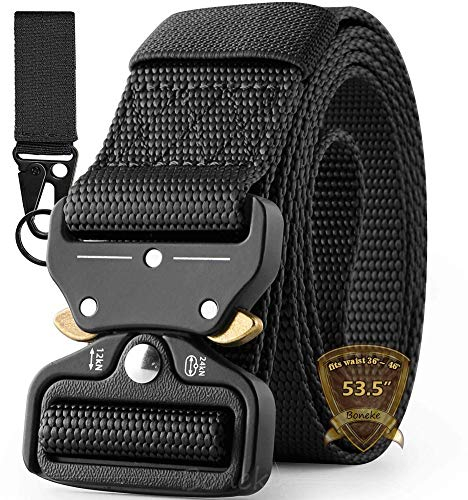 Boneke Taktischer Gürtel, Arbeitsgürtel Herren mit Schnellverschluss Metallschnalle, Militär Gürtel für Outdoor Sport und Taktische Ausbildung 53.5”(136cm)