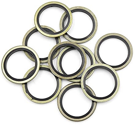 sourcing map 10 unids Aceite de Motor Arandelas de presión Juntas de tapón de Drenaje 22mm ID. 30mm od. Tono Bronce