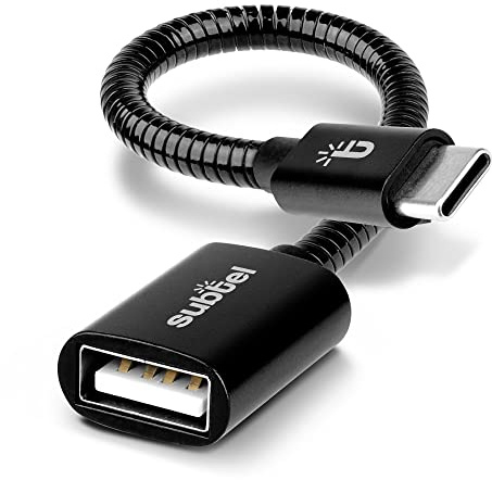 subtel OTG-Kabel USB-C (Typ-C) kompatibel mit Wiko View 3 Pro, Power U30, 5 | USB-C (Typ-C) > USB A, 15cm, schwarz, für Wiko View 3 Lite, 5 Plus