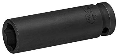 Jetech 1/2-Zoll Antrieb 16mm Tief-Schlagnuss mit 6-Punkt Design, wärmebehandelter Chrom-Molybdän-Stahl, metrisch