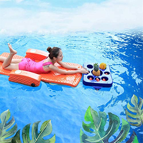 XXSLY Vassoio Snack Galleggiante, Vassoio Galleggiante per Feste in Piscina, Vassoio Laterale Vasca idromassaggio, Tavolo con Foro 9 Tazze, per parchi Acquatici, Bevande e Snack per Navi da Crociera