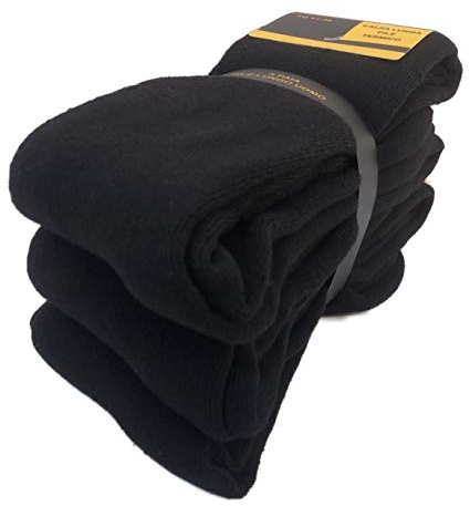DREAM SOCKS calze calzini lunghi in pile termici invernali da sci antifreddo,calzini pesanti ad elevato isolamento termico,vari assortimenti (35-40, 3 paia nero)
