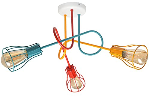 Helam OXFORD Halbbündige Deckenleuchte mit mehreren Armen Weiß, Orange, Rot, Türkis 64 cm