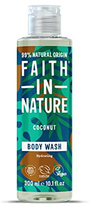 Faith In Nature 300 ml Natural Coconut Body Wash, Hydrating, Vegan and Cruelty Free, No SLS or Parabens