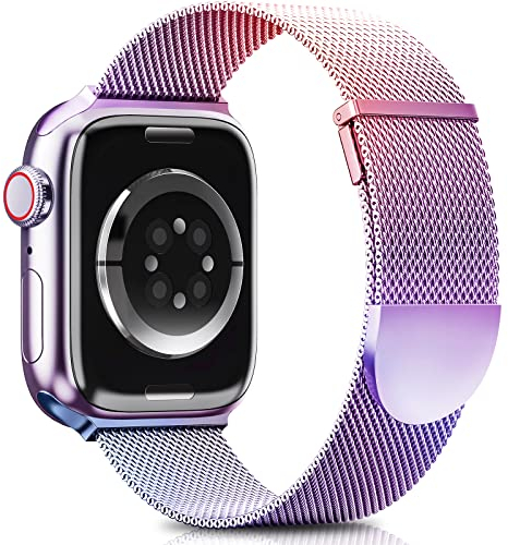 Higgs Ersatzarmband Kompatibel mit Apple Watch Armband 46mm 45mm 44mm 42mm 41 mm 40mm 38mm 49mm, Magnetisch Einstellbar Edelstahl Metall Armbänder für iWatch SE3 2 Series 11 10 9 8 7 6 5 4 Ultra3 2 1