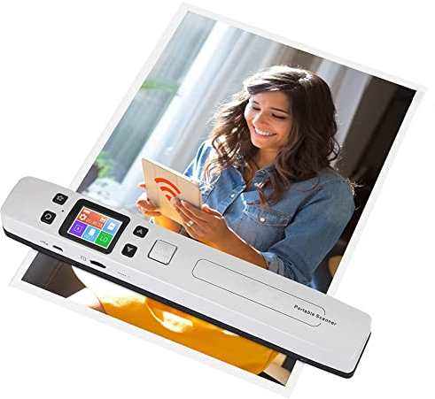 Yunseity Scanner Portable, Scanner Couleur Portable, Scanner de Documents Wi-FI, Numérisation en 1 Clic vers PDF/JPEG, Prise en Charge OCR, pour Windows, OS X, iOS, Android(Blanc)