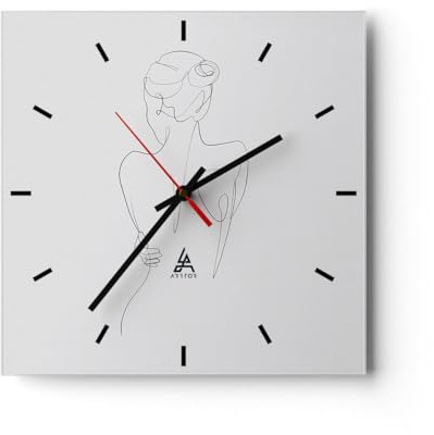 ARTTOR Modern Glasuhr 30x30cm Quadrat Wanduhr Menschen Mode - 4651