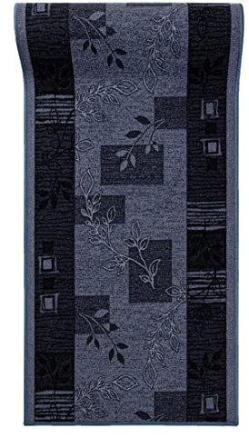 Mazovia rutschfest Teppich Läufer Flur - Modern Floral Muster Teppichläufer - Kurzflor Flurläufer für Vorzimmer, Schlafzimmer, Küche - ÖKO-TEX Zertifiziert - Meterware Grau - 67 x 400 cm