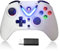 ROTOMOON Controller di gioco wireless con illuminazione a LED compatibile con Xbox One S/X, Xbox Series S/X, Joypad remoto con adattatore wireless 2.4G, batteria ricaricabile (bianco)