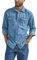 Wrangler Men's Iconic Denim Regular Fit Snap Shirt Button, Lake Wash, Medium