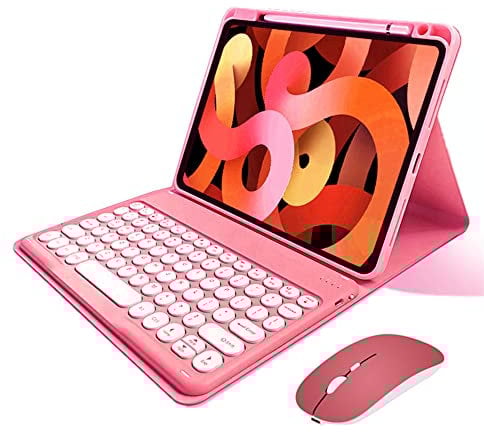 kaitesi Keyboard Case Mouse for iPad 10th Generation 2022 Case with Detachable Color Keyboard Round Key for iPad 10th Gen 10.9 (Dark Pink)
