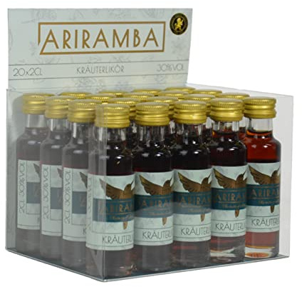 Ariramba Milder Kräuterlikör Mini Set Geschenkidee Schnaps Likör Mild Aromatisch Süß Kräuterschnaps klein (20Stück (20 x 20ml))