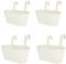 SHUESS 4 Pcs Iron Hanging Flower Pots - Balcony Planters for Railing with Detachable Hook - Over Fence Planters - Metal Hanging Plant Pots Outdoor for Fence Balcony Garden, Beige