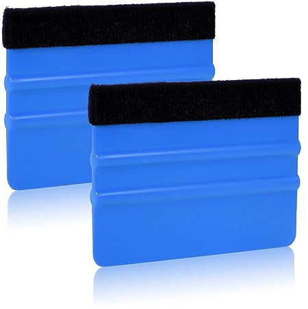 2pcs Vehicle Vinyl Scrape, Squeegee for Vinyl Felt Squeegee Applicator Felt Vinyl Squeegee Vinyl Scraper Cutter Tool for Crafts Car Wrap Window Tint Wrapping Wallpaper Blades (Blue)