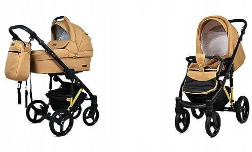 BabyLux® Kinderwagen Set 2 in 1 - UZO - incl. Babywanne, Buggy Sportsitz - Kinderwagenset - Kombikinderwagen mit Wickeltasche, Regenschutz, Moskitonetz, Cupholder usw.