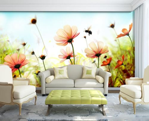 Hintergrund Wandbilder 3D-Tapete mit fliegender Biene, 352 x 250 cm Wandbilder Wand Deko für Schlafzimmer Küche Bad Flur Fenster Tür