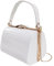 UShopUK Pochette a mano con manico superiore in pelle verniciata, per matrimoni, balli di fine anno, feste, serate, bianco, medium