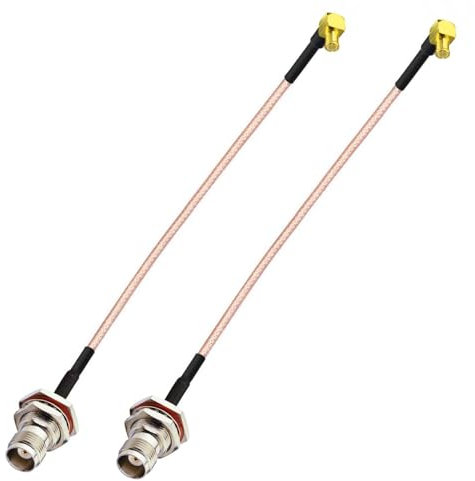 Superbat MCX Stecker Rechtwinklig zu TNC Buchse Bulkhead Mount Antenne RG316 Verlängerungskabel 15cm (2Stk), Koaxialkabel für RF-Anwendungen, Industrie, Wireless-Geräte, Breitband etc