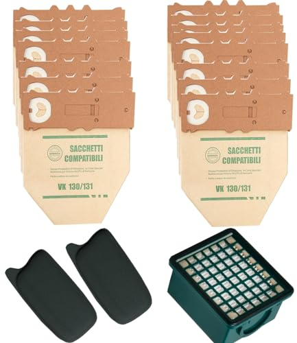 15 Stück Staubsaugerbeutel für Vorwerk Kobold VK130 VK131, 2 Motorfilter und 1 Hepafilter