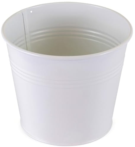 matches21 HOME & HOBBY Blumentopf aus Metall in weiß 24cm x 21cm groß - Übertopf als Orchideentopf, Pflanzentopf, Bonsai Topf und Pflanzen Zubehör - Blumenübertopf für die Balkon und Fensterbank Deko