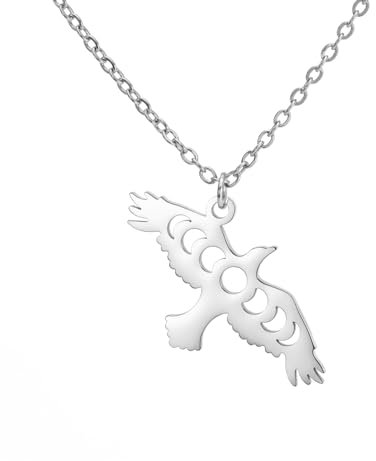 Amaxer Collana con ciondolo a forma di aquila con falco calvo volante, stile vintage, con ciondolo a forma di uccello, per uomo e donna, L50, Acciaio inossidabile