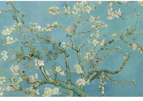 MISITU 1000 Pieces Jigsaw Puzzle Van Gogh Painting Almond Blossom, Challenging Puzzles for Family Game, Mini 1000 Pieces Jigsaw for Adult