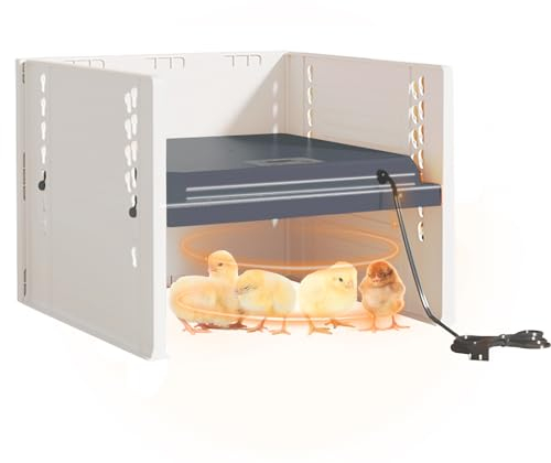 Domigard Wärmeplatte Küken, 10℃-65℃ Heizungen für HüHnerstäLle,Höhenverstellbarer Brooder mit Konstanttemperatur, Energieeffizient für Hühner, Puten, Wachteln(Schwarz)