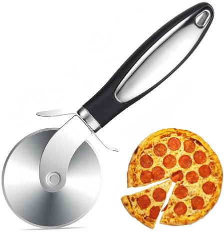 Durchmesser von 3Pizzaschneider, Pizzaroller aus Edelstahl, Hochwertige schneidemesser- Zerteilt Pizza mühelos in servierfähige Stücke- Handlicher Pizza Cutter mit Fingerschutz