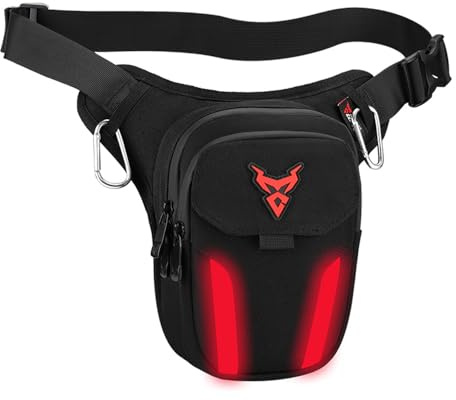 Motorrad-Beintasche, Oberschenkelgürtel, Hüftbum, wasserdicht, für Fahren, Radfahren, Biker, Bauchtasche, Motorradfahrer, Reisen, Wandern, Rot/Ausflug, einfarbig (Getaway Solids)