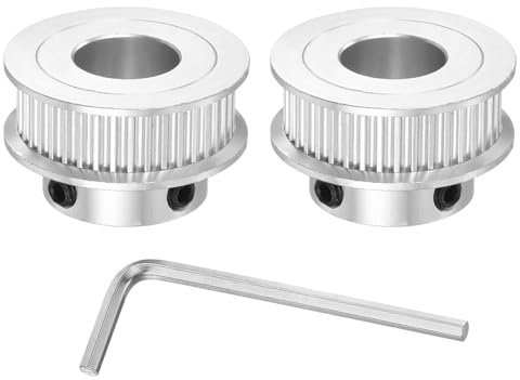 QUARKZMAN 2GT Riemenscheibe 40 Zähne 12mm Bohrung Aluminium Zahnriemenscheibe für 6mm Breite 40T Zahnriemen mit Sechskantschlüssel für 3D-Drucker, CNC, Umlenkrolle Pulley-2 Stück Silber