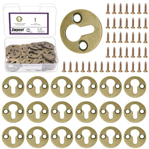 Swpeet 150Pcs 25MM/ 1Inch Bronze Carbon Steel Mortise Type Keyhole Hangers with Screws Kit, Keyhole Hanging Plate Picture Hanger for Picture Frame, Key, Photo, Mirror